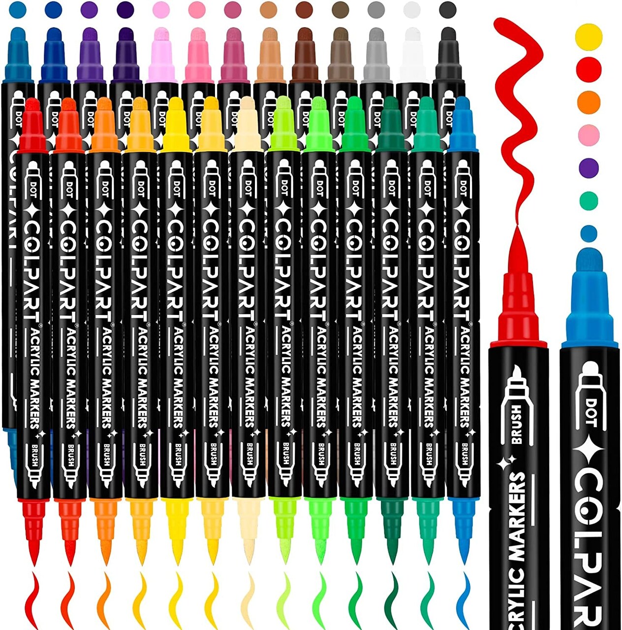 26 Colors Dual Tip Acrylic Paint Pens,Acrylic Pens Markers,Paint with  Medium and Brush Markers for Rock Painting,Ceramic,Canvas,Calligraphy,Diy  Crafts Art Supplies